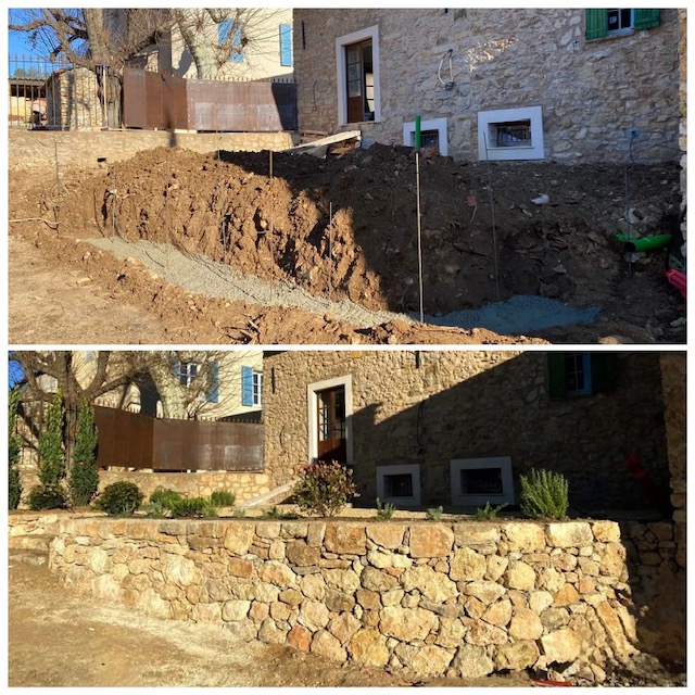 Natura Paysages Jardin Sur Mesure Lorgues Mur Pierre Et Bois 6